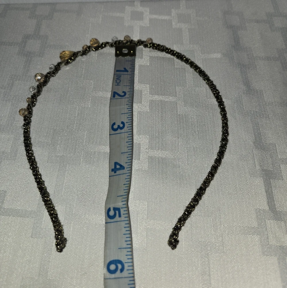 Gold Beaded Headband, Black & Gold Wrapped